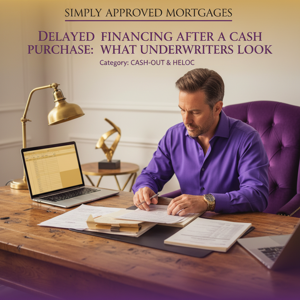 Real estate investor reviewing settlement documents for a rental property bought with cash